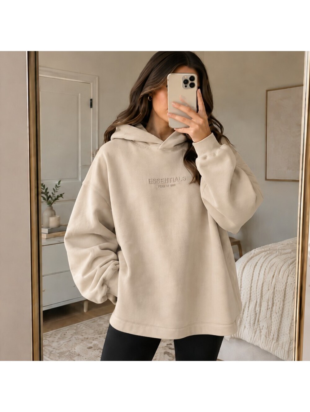 Fear of God Essentials Beige Hoodie Sweatshirt